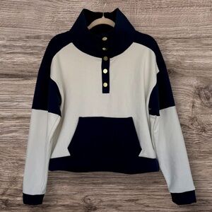 Dudley Stephens Townhill Pullover Navy Cream French Terry XS NWT